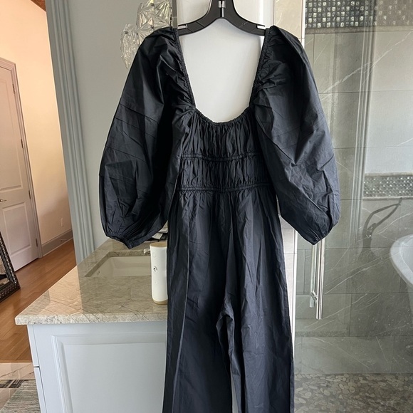 ULLA JOHNSON Amalie Balloon-Sleeve Jumpsuit: Black - Picture 9 of 10